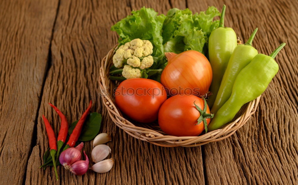 Image, Stock Photo Whole wheat pasta, vegetables, herbs and olive oil