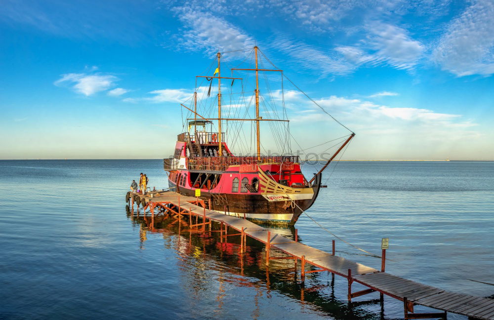 Similar – Image, Stock Photo Boats anchoring at jetty in Croatia at sunset