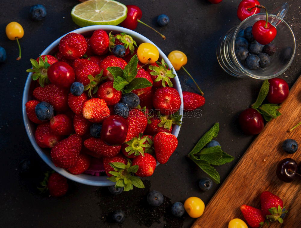 Similar – Image, Stock Photo Strawberry cake with sliced berries and cream