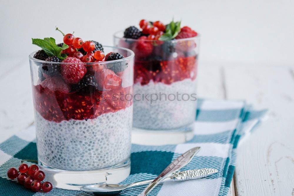 Similar – Chia yogurt with raspberries in a glass cup