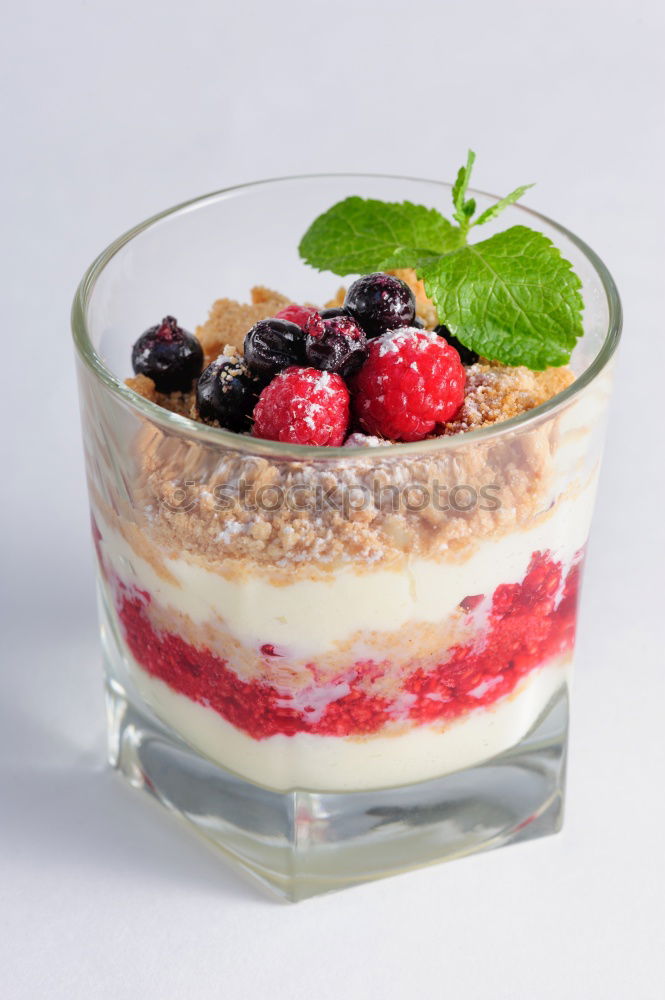 Similar – Chia yogurt with raspberries in a glass cup