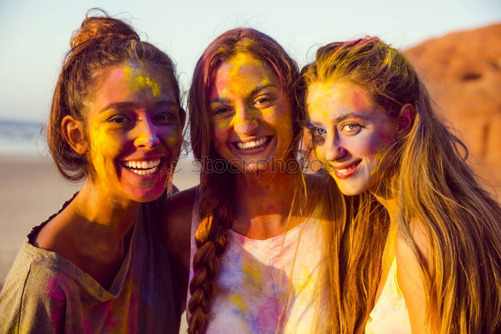 Similar – Group of best friends cheerful on the beach in sunset