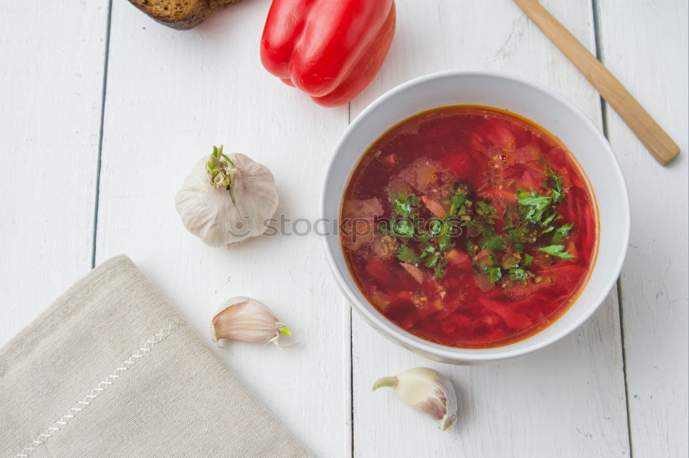 Similar – Image, Stock Photo Chili Beans Stew, Bread Ready To Be Served