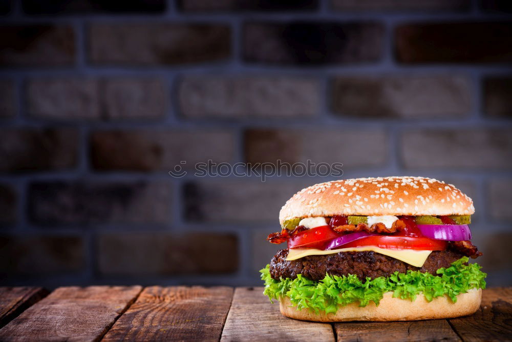 Similar – Image, Stock Photo three hamburgers with vegetables