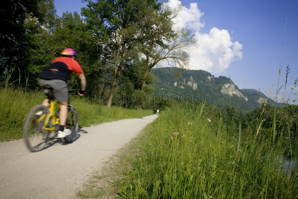 Similar – Image, Stock Photo Women riding bikes in countryside