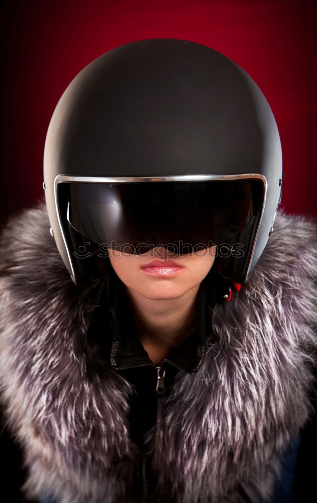 Similar – Woman with ski helmet and ski goggles