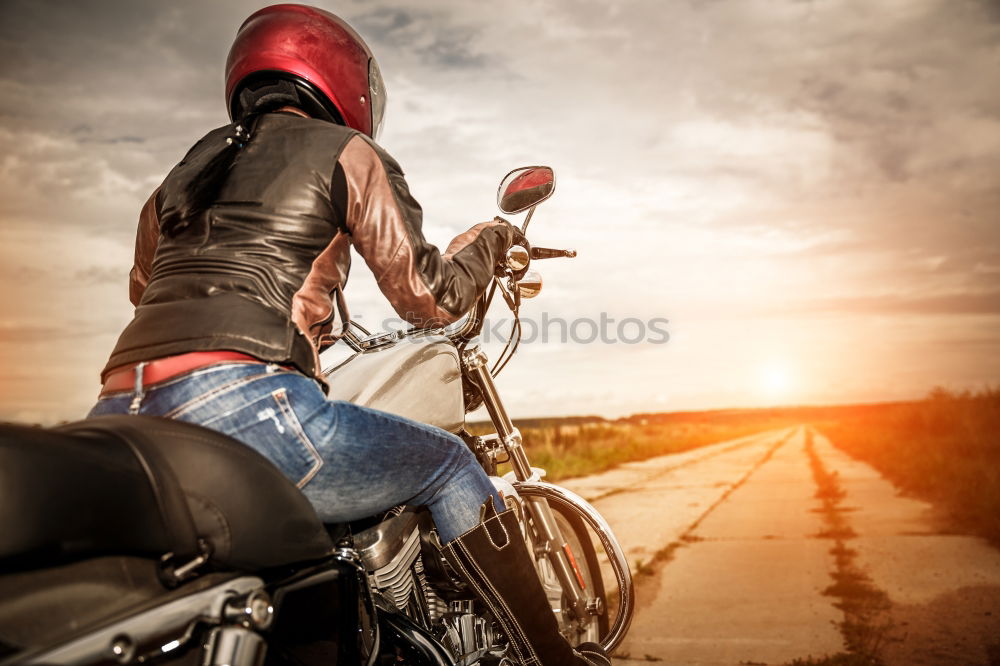 Similar – Image, Stock Photo Man sitting near motorcycle