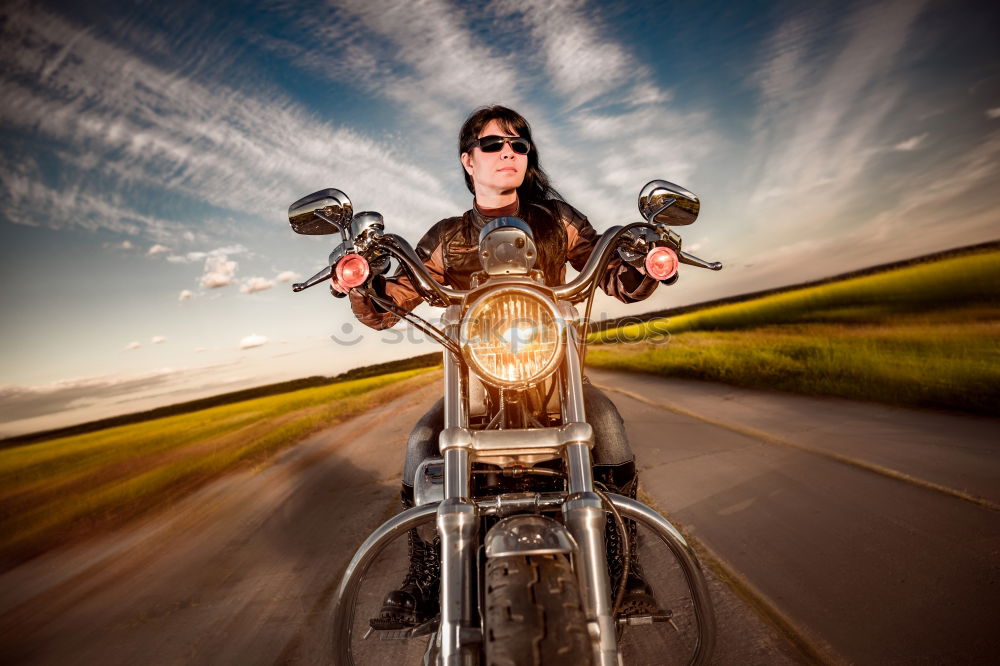 Similar – Image, Stock Photo Biker Sunset Lifestyle