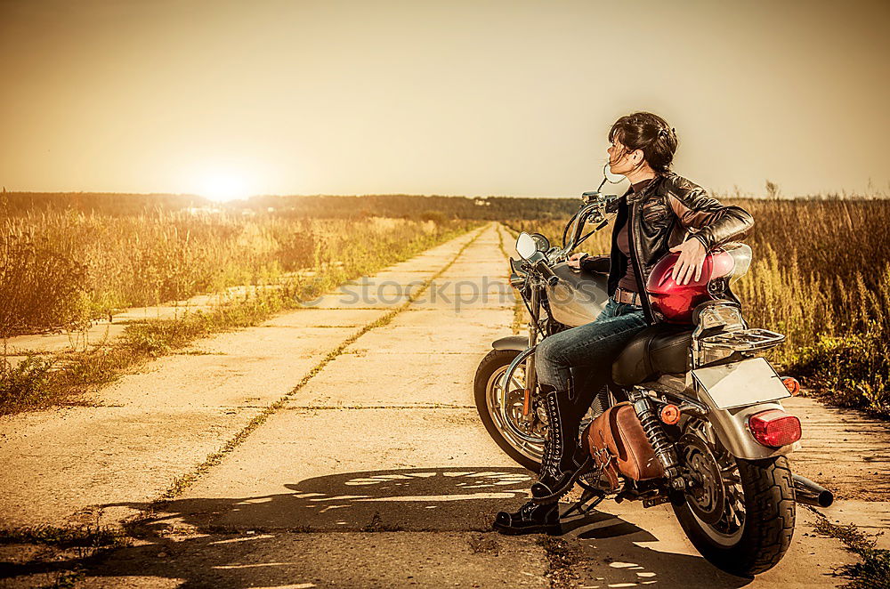 Similar – Image, Stock Photo Man sitting near motorcycle