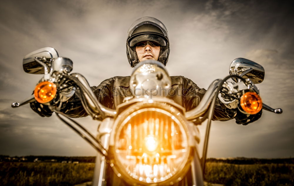 Similar – Image, Stock Photo Biker Sunset Lifestyle