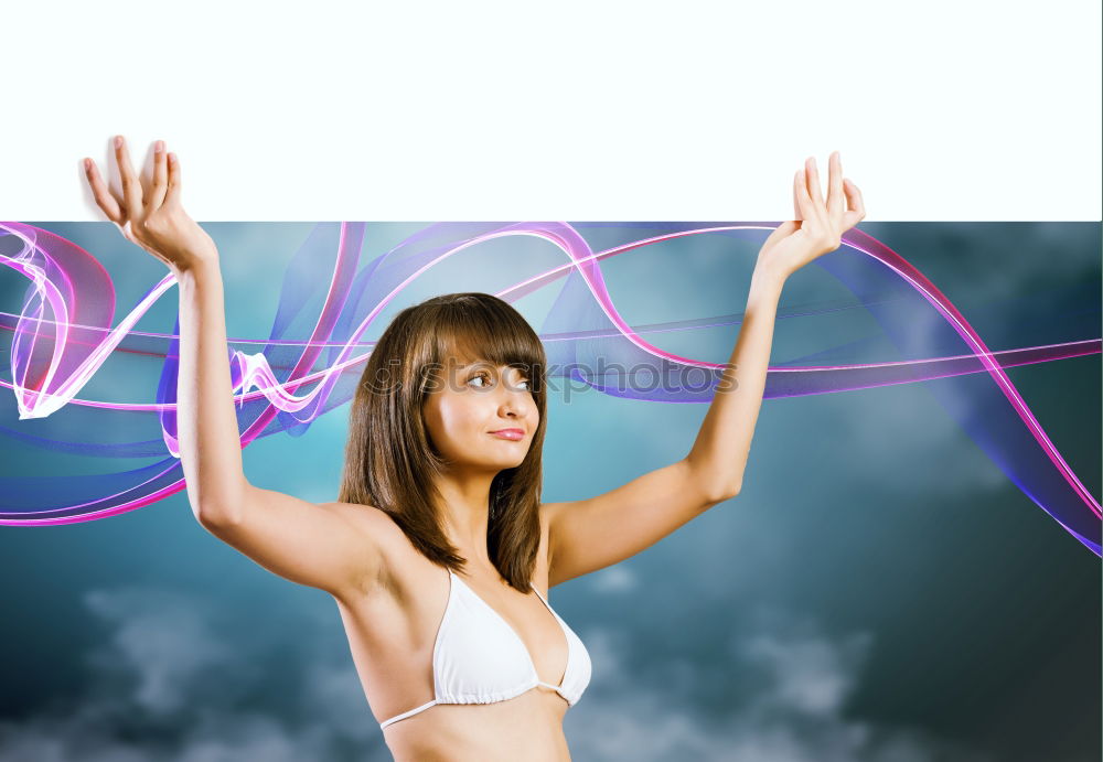 Similar – Analog portrait (35mm) of a young, slim, athletic woman sitting on a couch in her underwear and looking at the camera