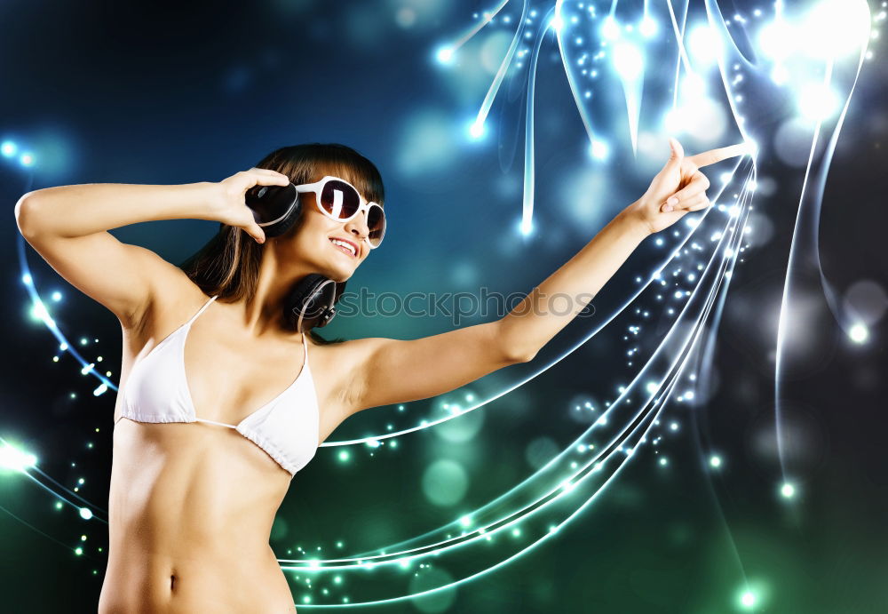 Similar – Beauty girl with glasses with little lights in her hands