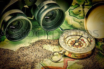 Image, Stock Photo A small bag printed with an anchor lies in the grass next to a red plastic heart. Love and faithfulness.