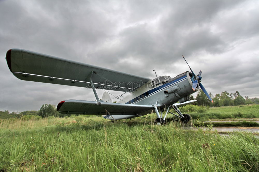 Image, Stock Photo pause Airplane Meadow Man