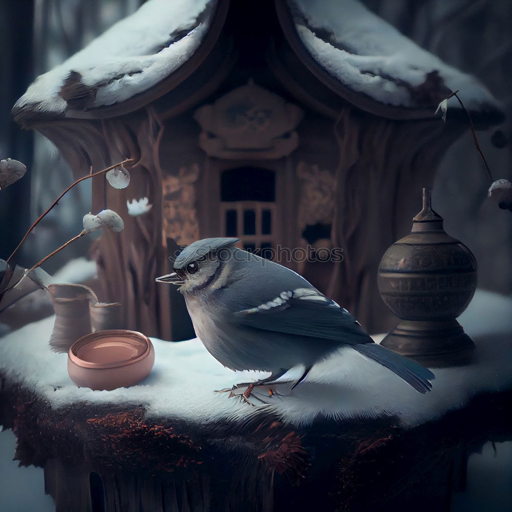 Similar – Christmas card with gift, bird and Christmas decoration