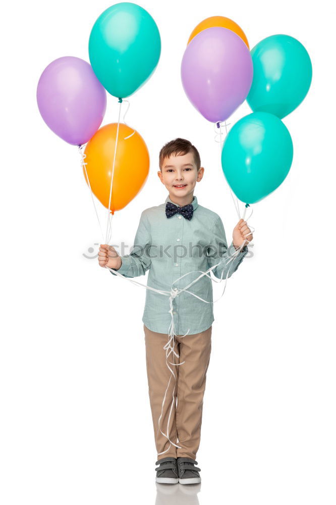 Similar – happy and smiling boy with colorful balloons