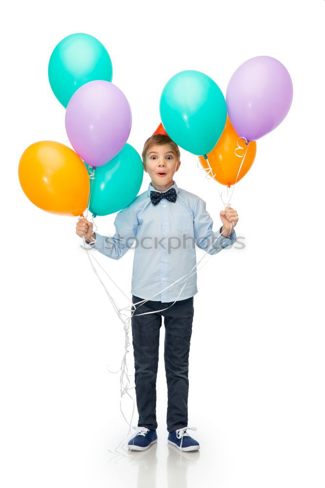 Similar – happy and smiling boy with colorful balloons