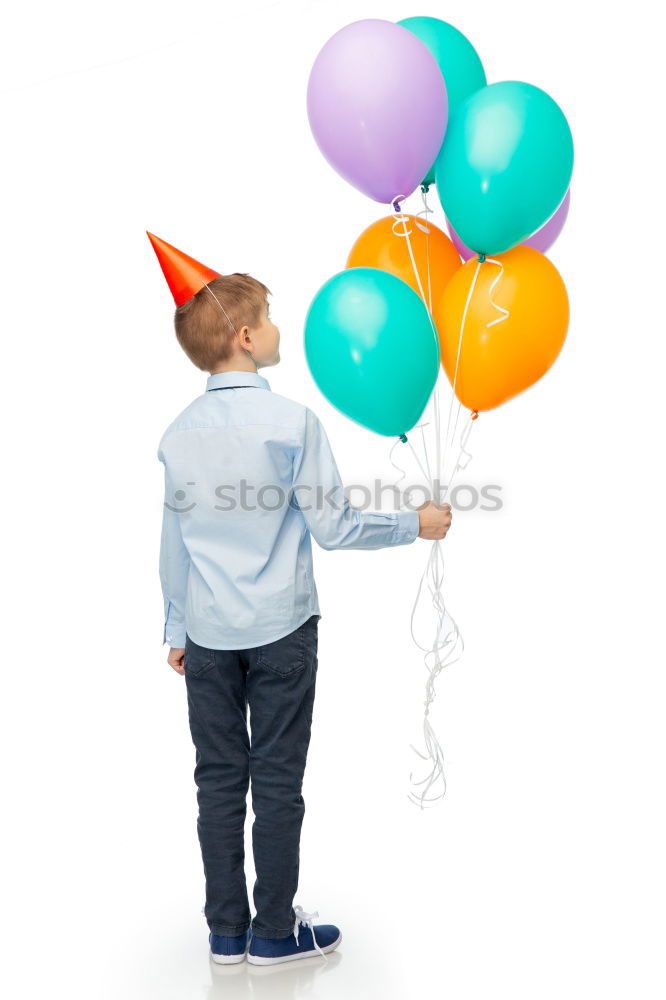 Similar – happy and smiling boy with colorful balloons