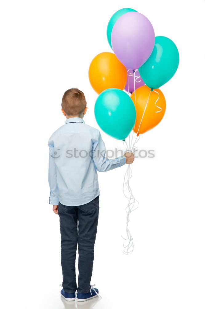 Similar – happy and smiling boy with colorful balloons