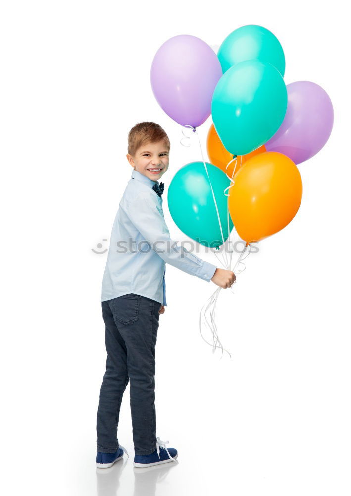 Similar – happy and smiling boy with colorful balloons