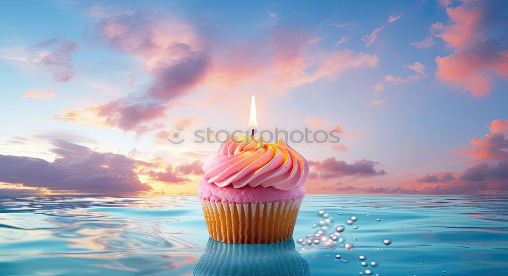 Similar – Image, Stock Photo Cupcake with candle for birthday