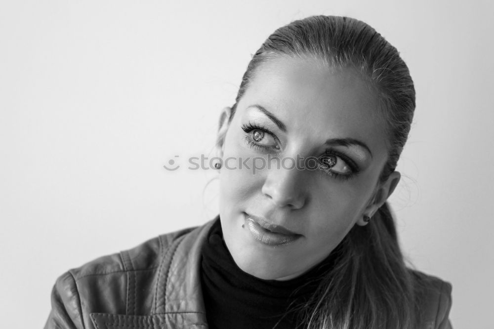 Similar – Backlit portrait of a smiling woman