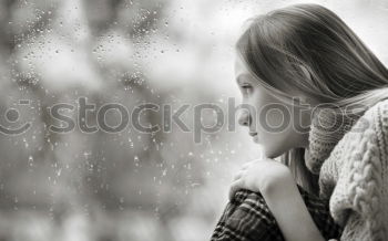 Similar – Image, Stock Photo Young girl with closed eyes wearing hat and scarf