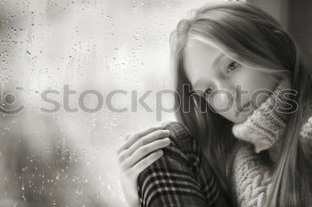 Similar – Image, Stock Photo Young girl with closed eyes wearing hat and scarf