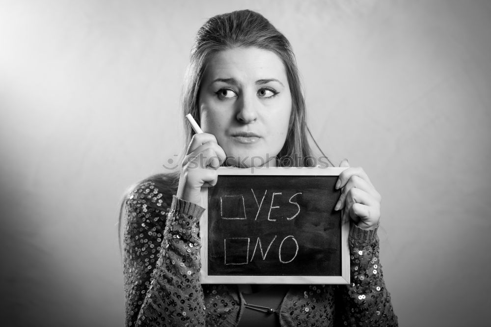 Similar – Image, Stock Photo Woman holding speech bubble “live sharing”