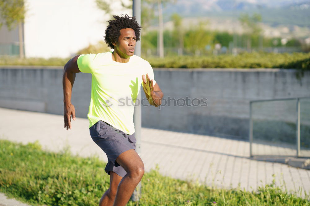 Similar – Image, Stock Photo Rear view of black man running in urban background.