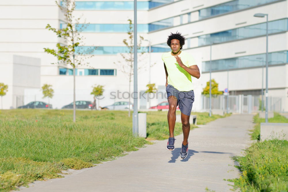 Similar – Image, Stock Photo Rear view of black man running in urban background.