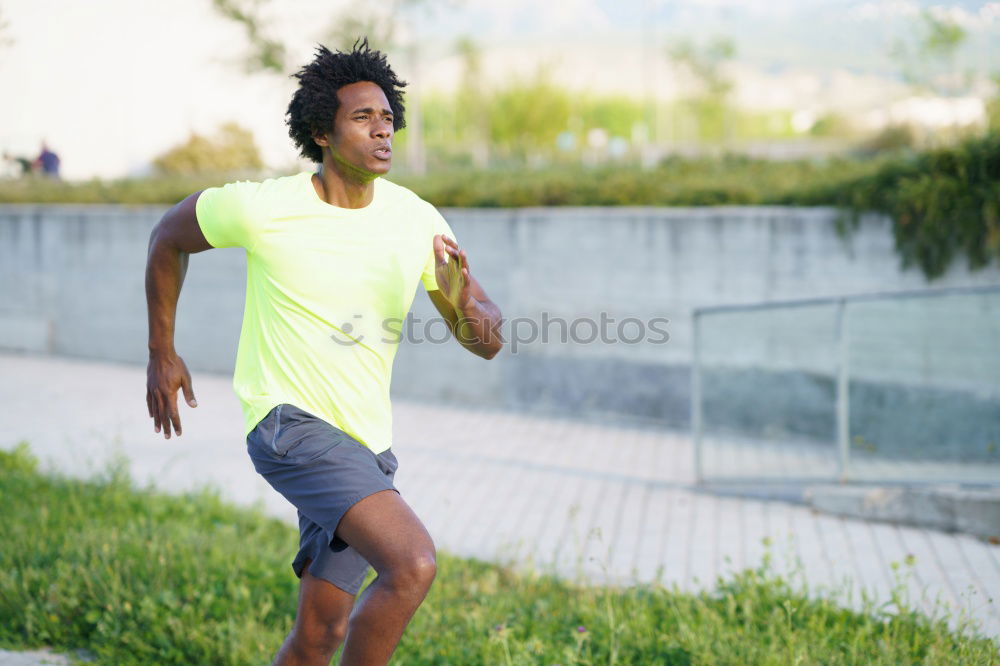 Similar – Rear view of black man running in urban background.