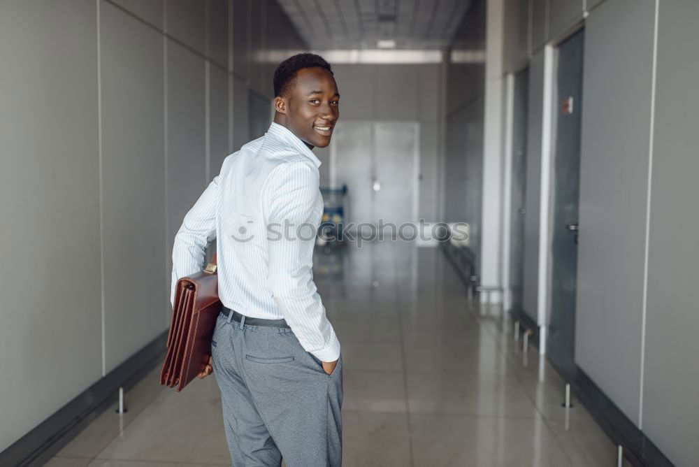 Young hipster man going to work