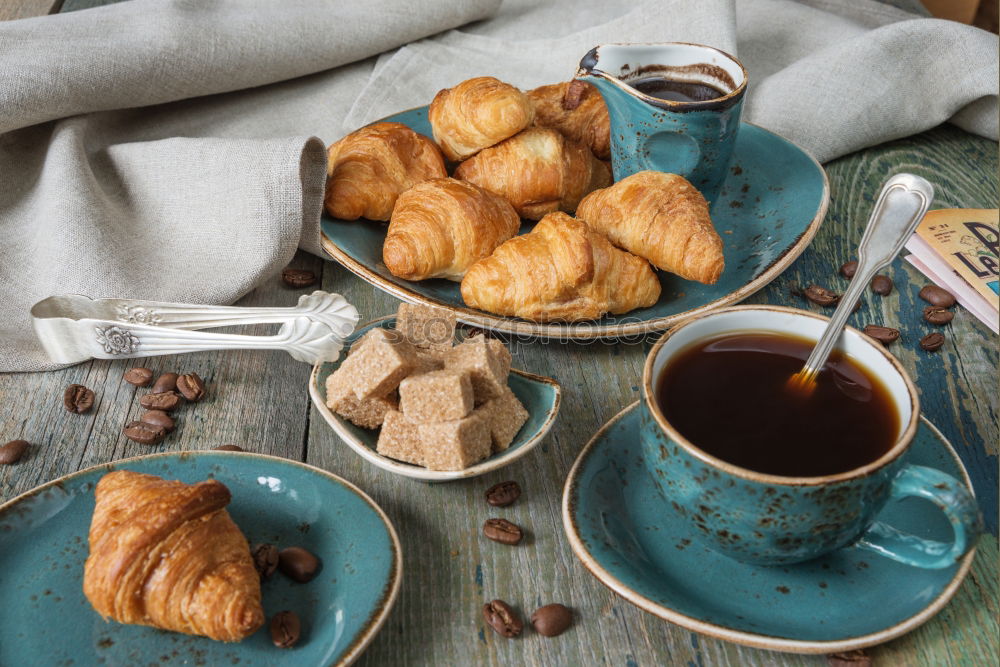 Image, Stock Photo Breakfast with coffee and croissant