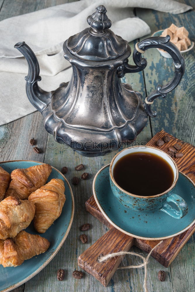 Similar – Image, Stock Photo Breakfast with coffee and croissant