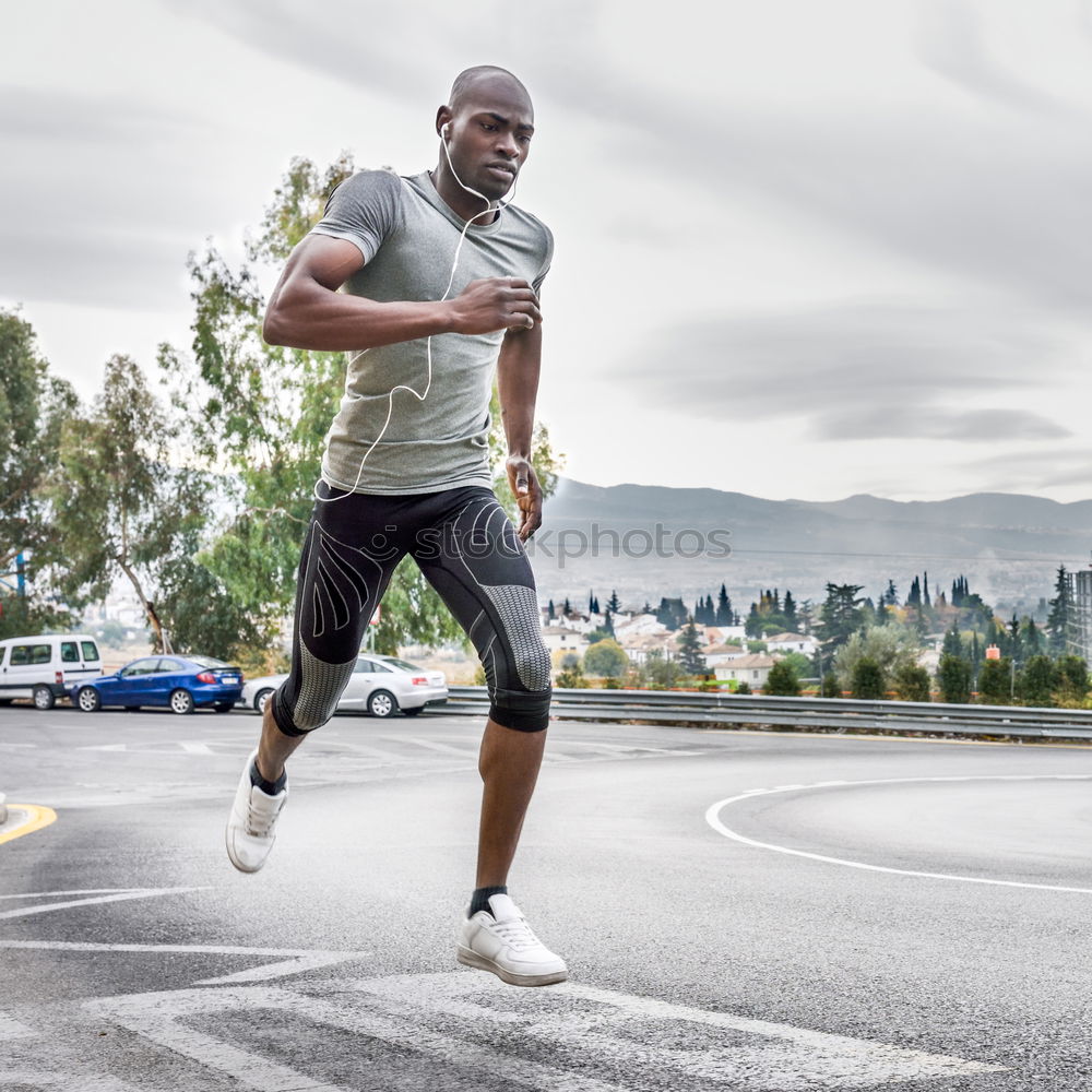 Similar – Image, Stock Photo Atractive black man ready to running in urban background