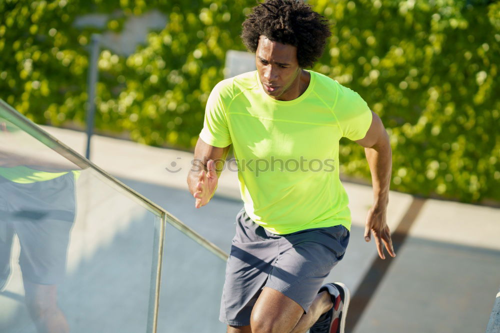 Similar – Image, Stock Photo Rear view of black man running in urban background.