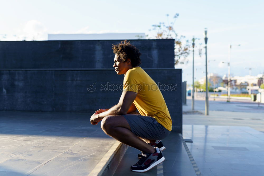 Similar – Image, Stock Photo Smiling man with sunglasses sitting at bicycle