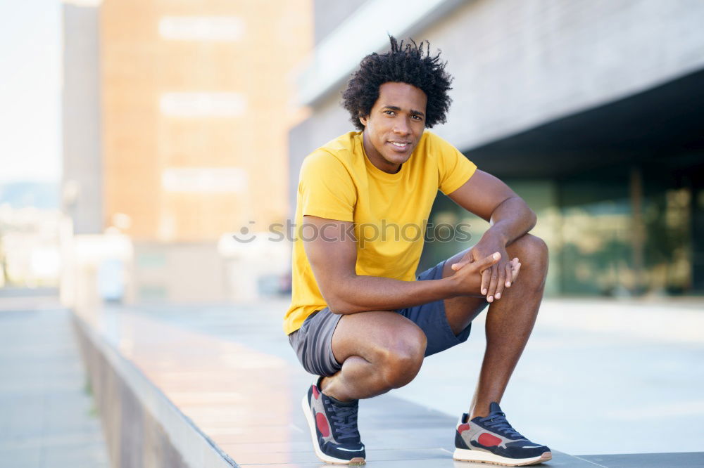 Similar – Image, Stock Photo Attractive black man running in urban background.