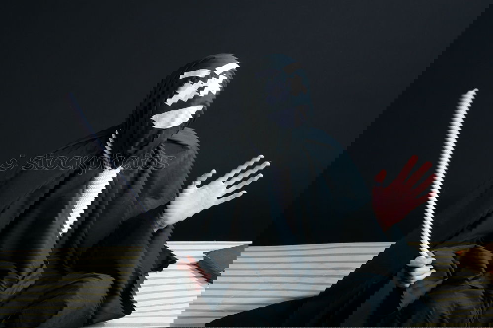 Similar – Image, Stock Photo boy in skeleton costume on halloween