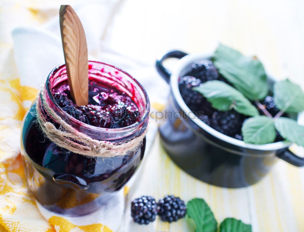 Similar – Homemade jam on wooden table