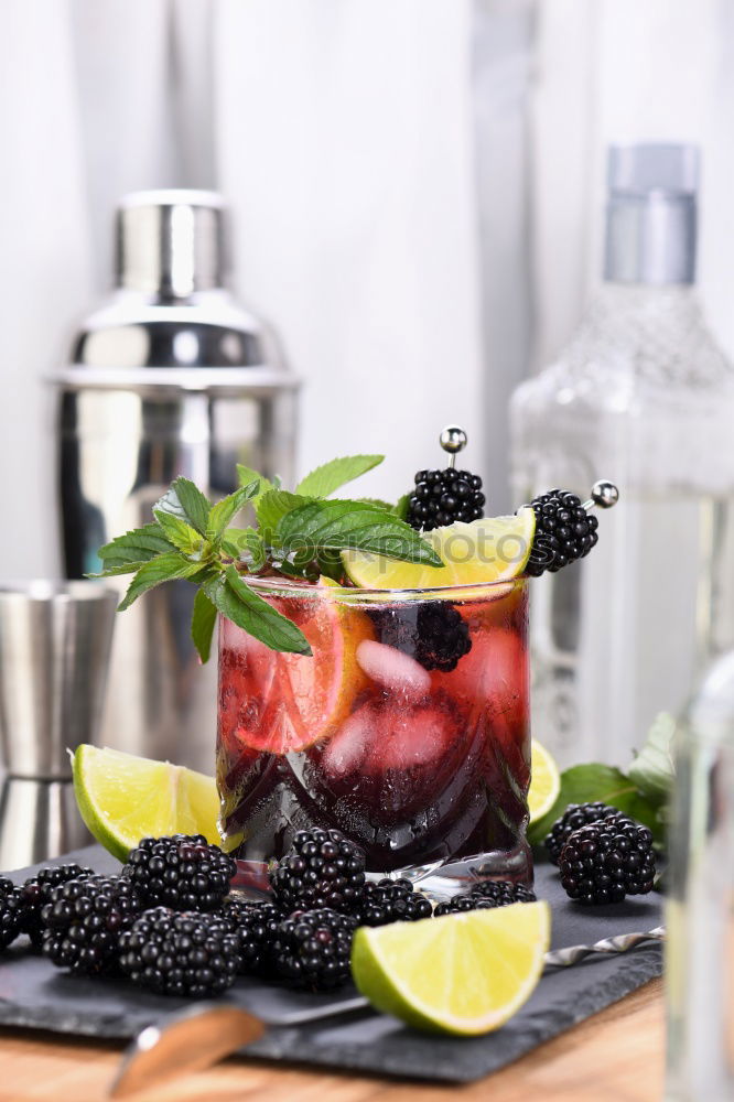 Similar – Image, Stock Photo Ice cubes and berries in bowl on the garden table