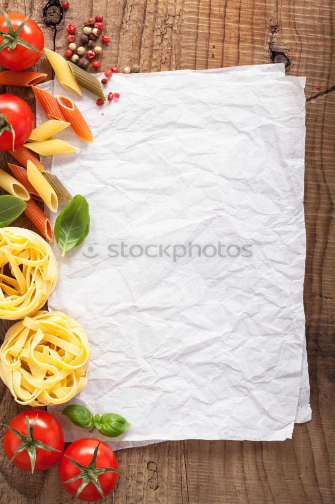 Similar – Image, Stock Photo Whole wheat lasagna sheets, vegetables and herbs