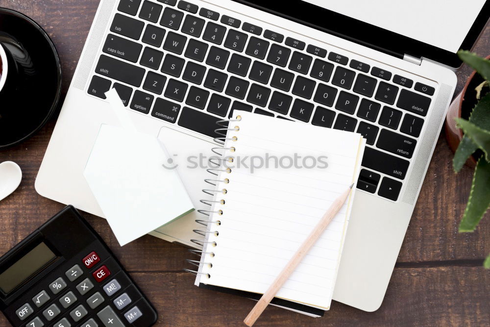 Similar – Image, Stock Photo Desk with open block with text space from above