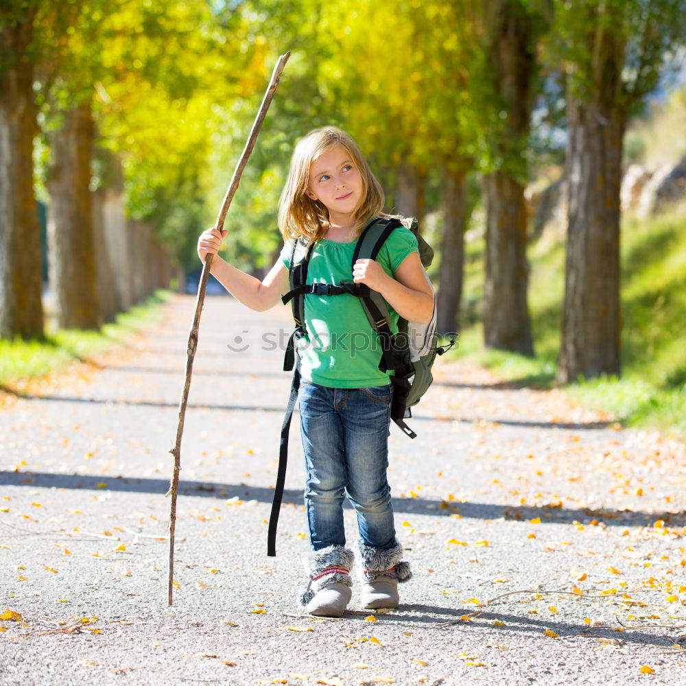 Similar – Image, Stock Photo girl who carries a branch for a walk | chamois brawn