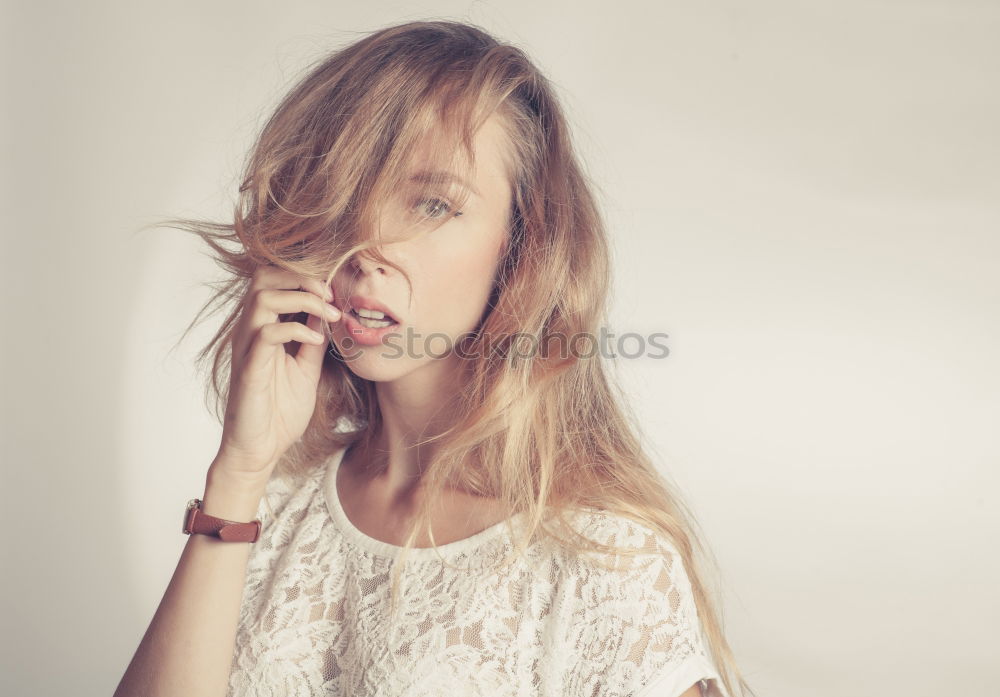 Image, Stock Photo Woman with dark hair in the wind