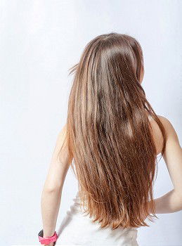 Similar – Analogue (6×6) back portrait of young woman with long brunette hair tied into a braid