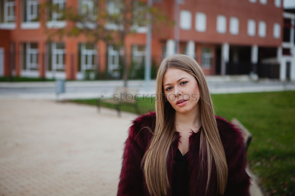 Similar – Image, Stock Photo Pretty blonde girl with fur coat