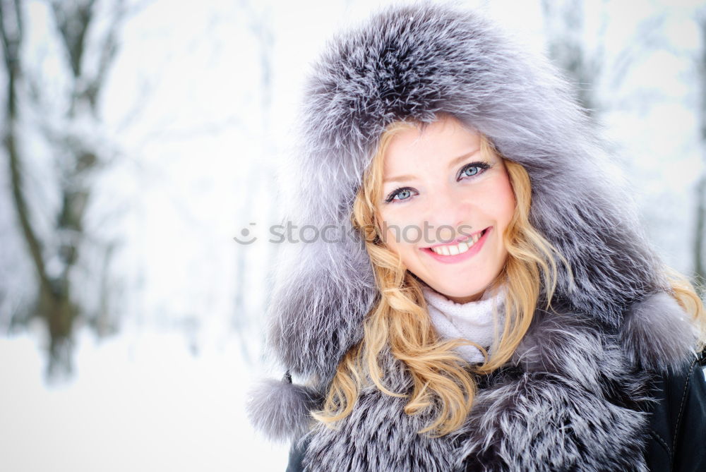 Similar – Image, Stock Photo happy woman leaning against tree in winter