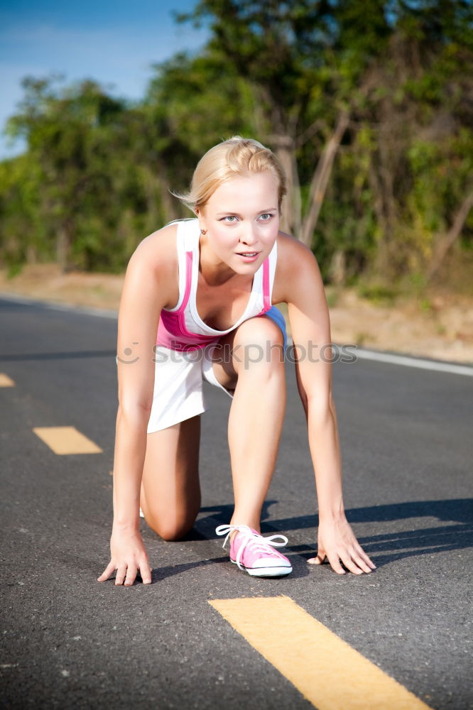 Similar – Image, Stock Photo Happy fit young woman doing stretching exercises